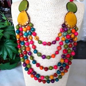 TAGUA AND ACAI SEED ARTISANAL NECKLACE, MULTICOLOR
